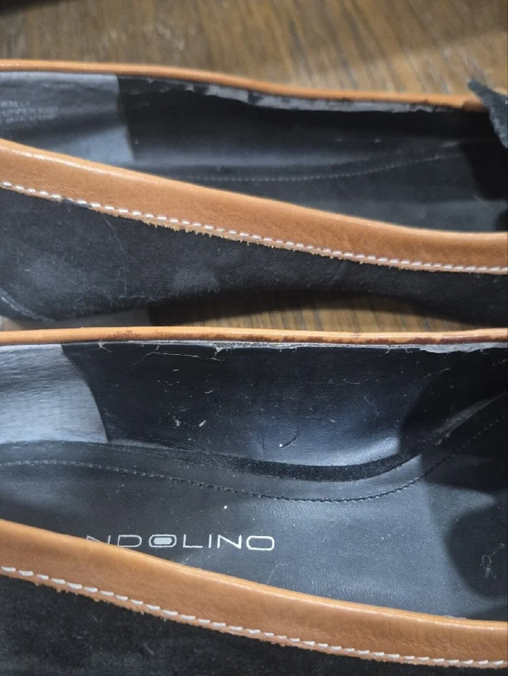 Bandolino Black and Brown Leather-Trim Slip-On Loafers